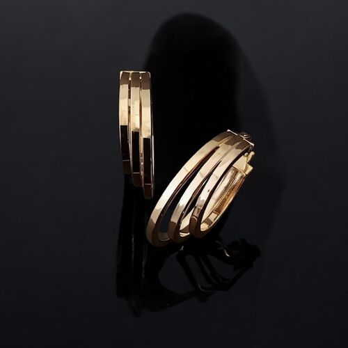 9ct yellow gold triple strand oval creole hoop earrings