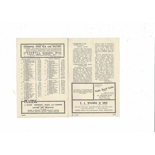 1955/56 Brentford v Coventry City Football Programme