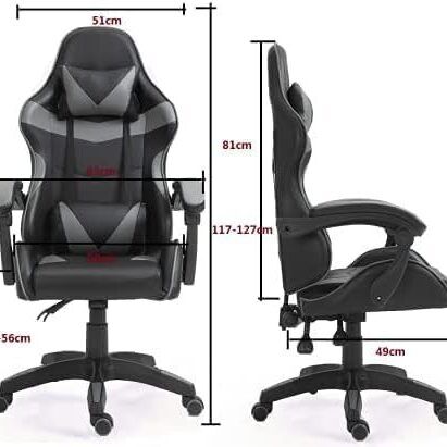mcc direct Swivel Faux Leather Office Chair Racing Sports Gaming Tilt Computer Desk Chair with Headrest & Lumbar Cushion A