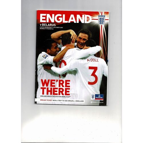 2009 England v Belarus Football Programme