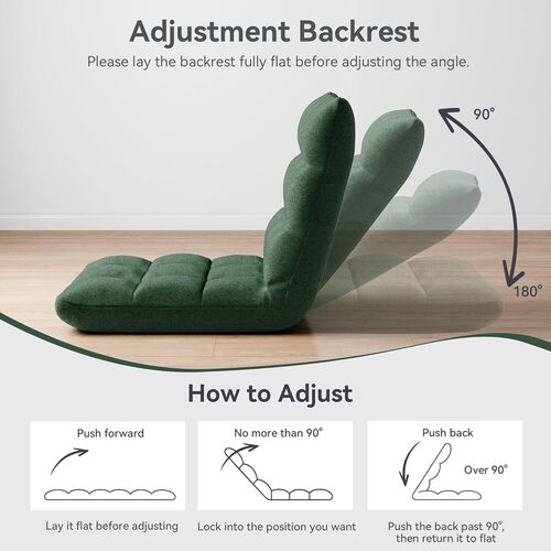 mcc direct Adjustable Floor Chair, Multi-Position Folding Sofa Chair with Back Support, Comfortable Floor Seating for Reading, Gaming, Meditation & Relaxing, Living Room or Bedroom
