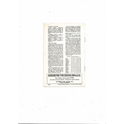 1967/68 Brentford v Crewe Alexandra Football Programme