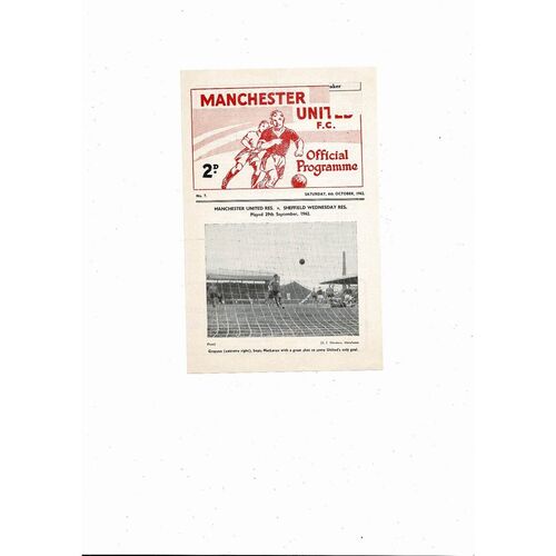 Manchester United v Leeds United Central League Football Programme 1962/63