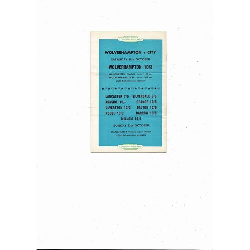 1958/59 Manchester City v Manchester United Football Programme