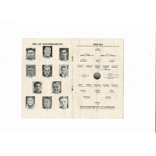 1954/55 Chelsea v Wolves Championship Season Football Programme