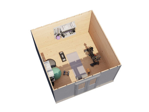 3.6mtr x 3.6mtr 44mm walled Flat Roof Cabin