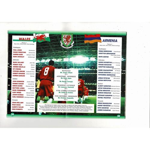 2001 Wales v Armenia World Cup Football Programme