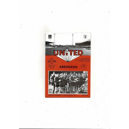 1985/86 Dundee United v Aberdeen Scottish League Cup Semi Final Programme