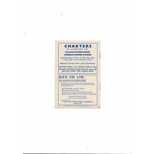 1964/65 Aldershot v Doncaster Rovers Football Programme