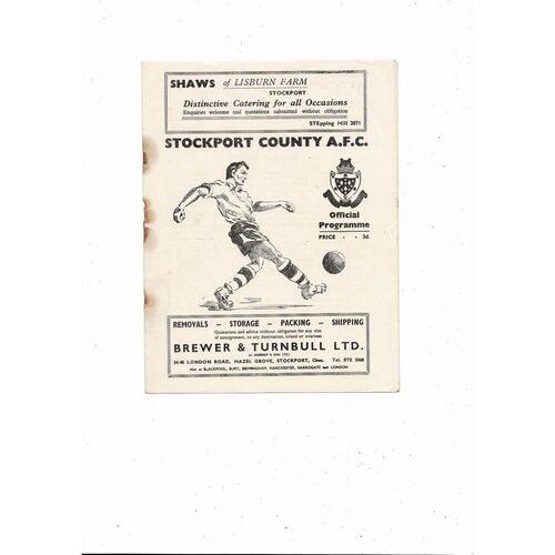 1954/55 Stockport County v Accrington Stanley Football Programme