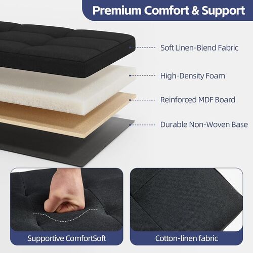 mcc direct Foldable Storage Ottoman, Small Footrest Cube, Storage Bench with Lid, 1 Storage Box for Bedroom & Living Room, 36 cm