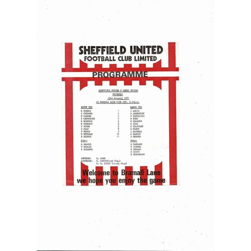 Sheffield United v Leeds United Friendly Football Programme 1980/81