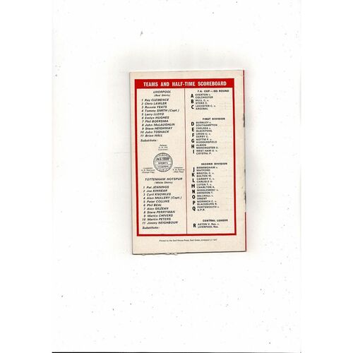 1970/71 Liverpool v Tottenham Hotspur FA Cup Football Programme