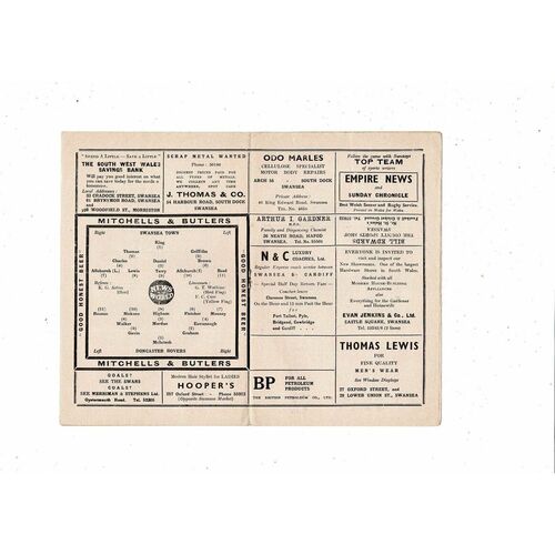 1957/58 Swansea v Doncaster Rovers Football Programme