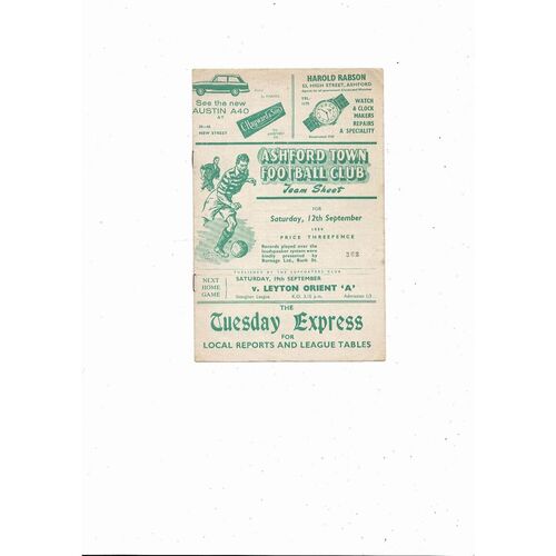 1959/60 Ashford Town (Kent) v Bexleyheath & Welling Southern League Football Programme