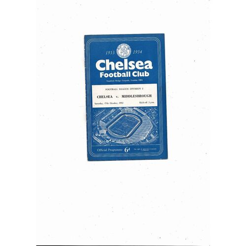 1953/54 Chelsea v Middlesbrough Football Programme