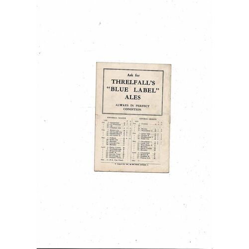 1958/59 Liverpool v Stoke City Football Programme