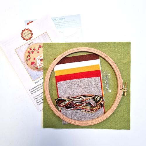 Picnic in the Orchard Felt Applique Hoop Kit by Corinne Lapierre