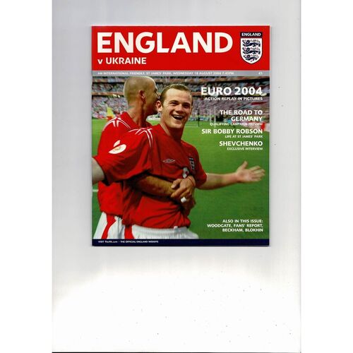 2004 England v Ukraine Football Programme