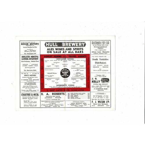 Doncaster Rovers v Rotherham United Friendly Football Programme 1967/68