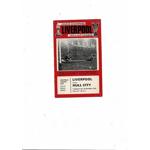 1973/74 Liverpool v Hull City League Cup Replay Football Programme