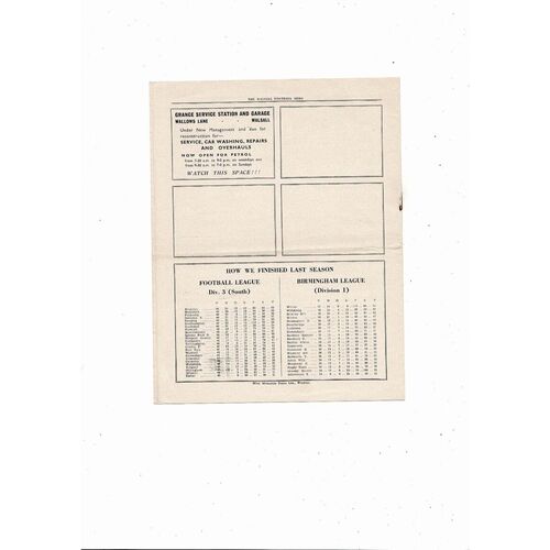 1958/59 Walsall v Gillingham Football Programme