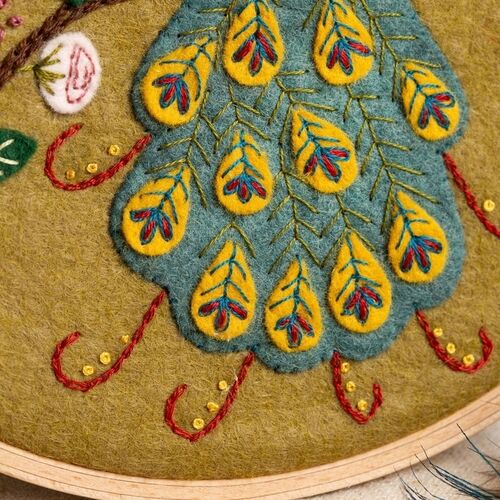 Flamboyant Peacock Appliqué Hoop Craft Kit by Corinne Lapierre
