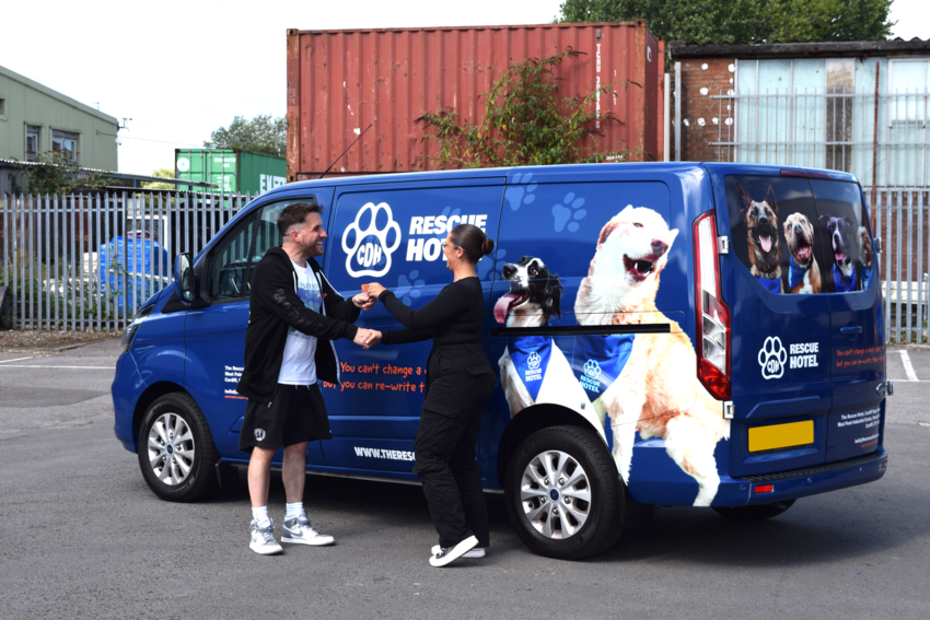 The Rescue Hotel, Digitally Printed Full Wrap. Installed by Popin Vehicle Graphics on a Ford Transit Custom.