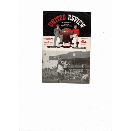 1956/57 Manchester United v Cardiff City Football Programme
