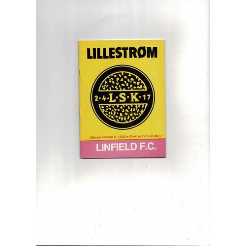 Lillestrom SK v Linfield European Cup Football Programme 1978/79