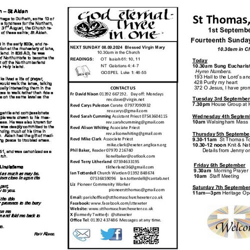 Pew Sheet | The Parish of St Thomas, Exeter
