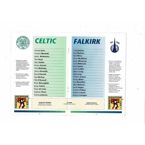 1997 Celtic v Falkirk Scottish Cup Semi Final Replay Football Programme