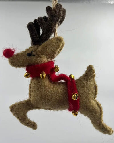 Handmade Felt Christmas Beige Deer Ornament/Decoration 