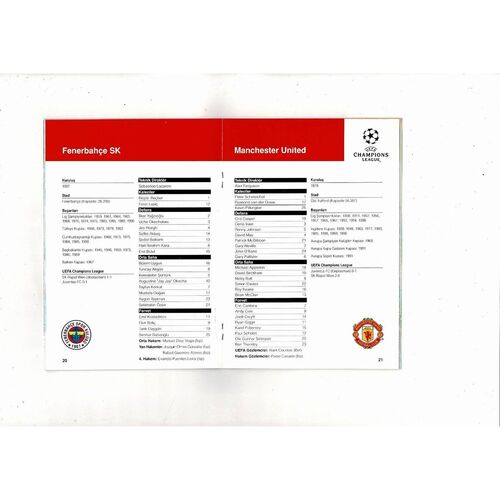 Fenerbahce v Manchester United Champions League Football Programme 1996/97