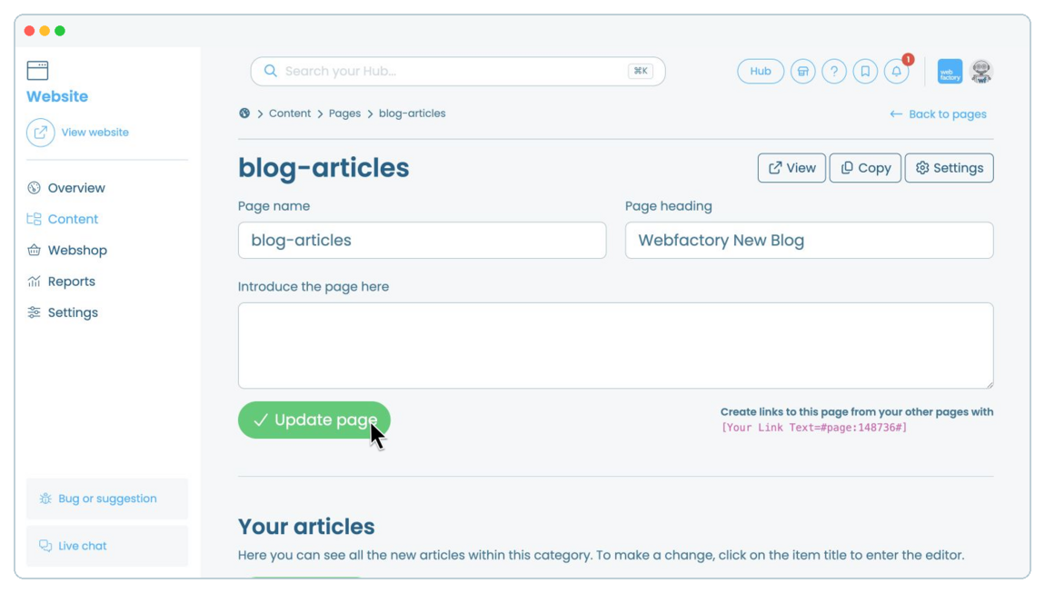 How to create and manage blog categories | Webfactory Support | Webfactory