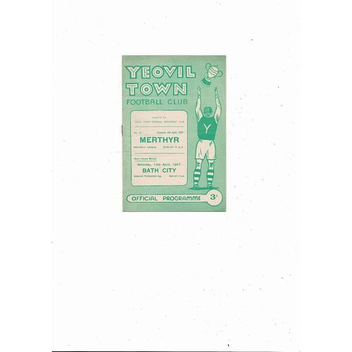 1956/57 Yeovil Town v Merthyr Southern League Football Programme