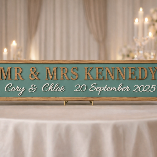 Personalised Mr & Mrs Wedding Street Sign – 3D Wooden Plaque Copy
