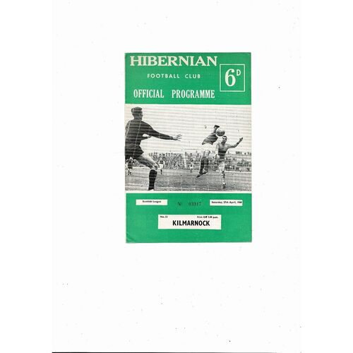 1967/68 Hibernian v Kilmarnock Football Programme