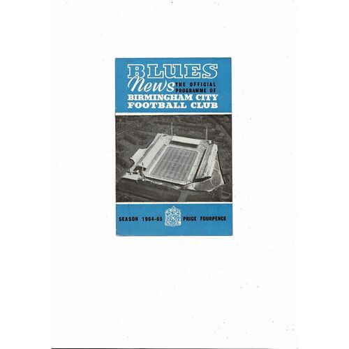 1964/65 Birmingham City v Chelsea League Cup Football Programme