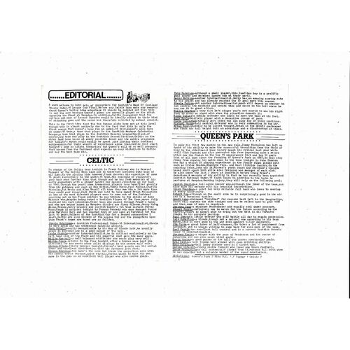 Queens Park v Celtic U16 Trophy Final Football Programme 1986/87