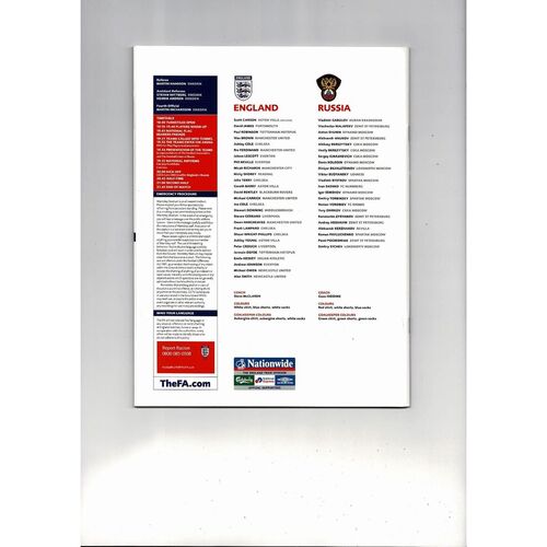 2007 England v Russia Football Programme
