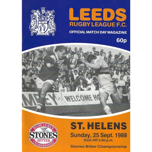 1988/89 Leeds v St. Helens (25/09/1988) Rugby League Programme