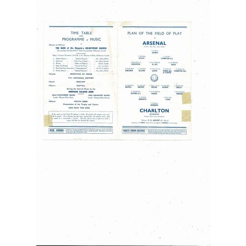 1943 Arsenal v Charlton Athletic League South Cup Final Football Programme