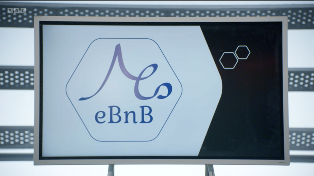 A screen with a logo Ebnb from the apprentice