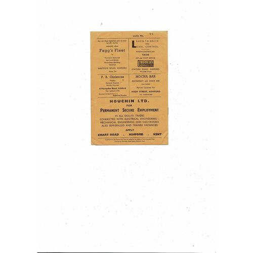 1966/67 Ashford Town v Margate Southern League Football Programme