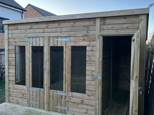 12x10 Pent Summer House Combi