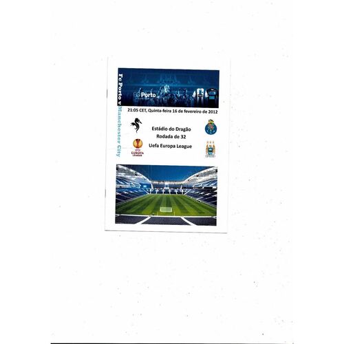 FC Porto v Manchester City Unofficial Europa League Football Programme 2011/12
