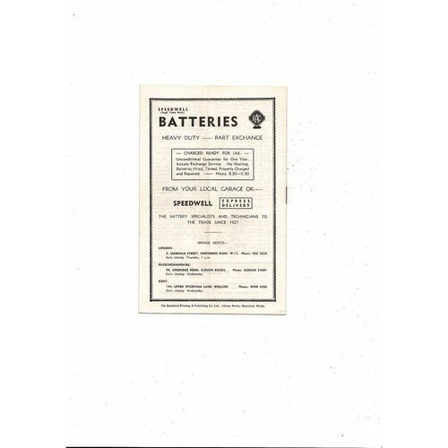 1956/57 Brentford v Colchester United Football Programme