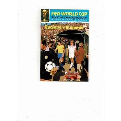 1981 England v Romania Football Programme
