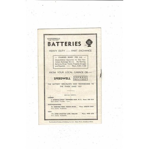 1956/57 Brentford v Northampton Town Football Programme